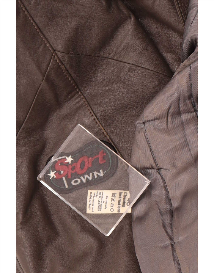 Cappotto in pelle vintage da donna IT 48 XL Grigio