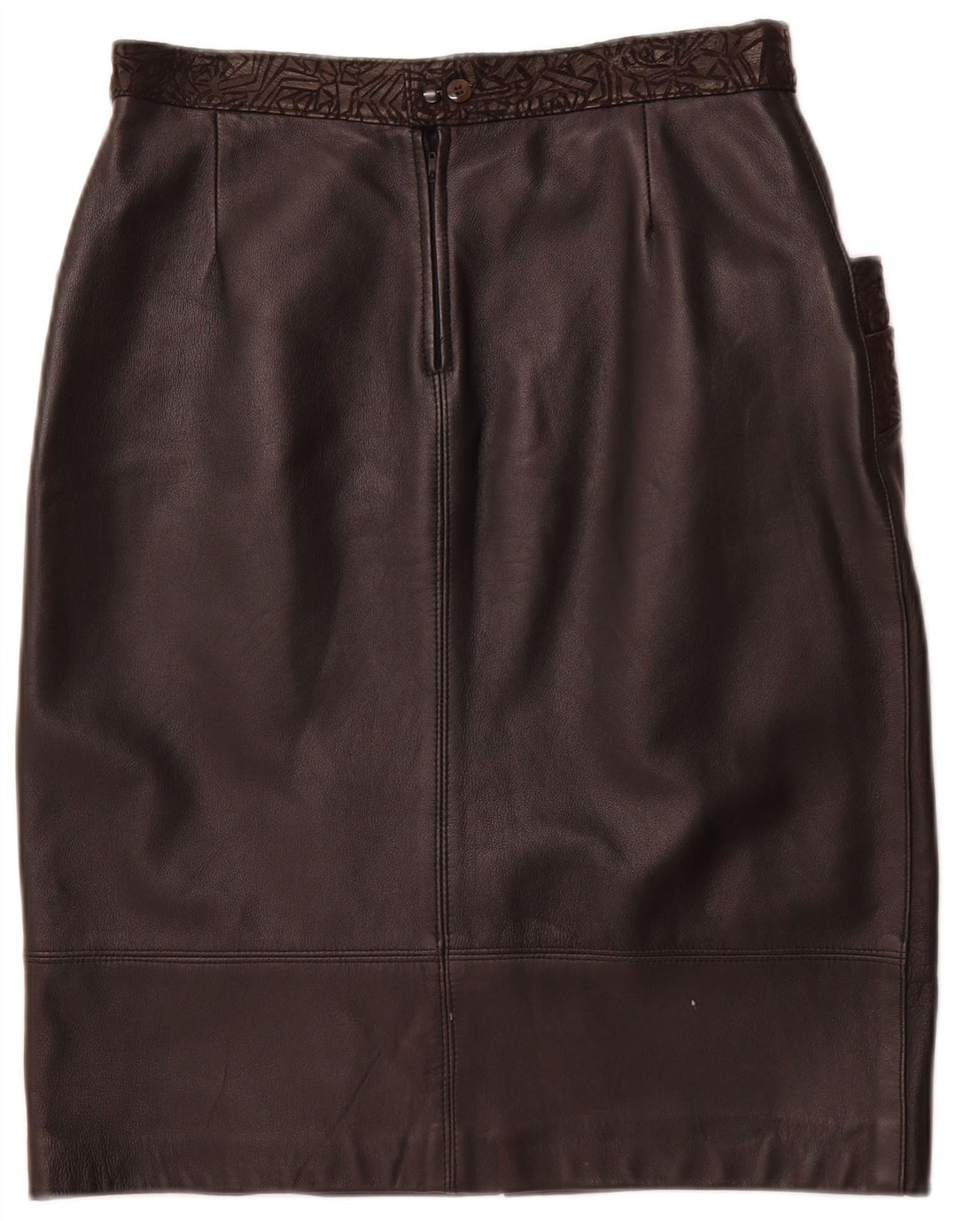 Gonna in pelle da donna VINTAGE W30 in pelle geometrica nera media