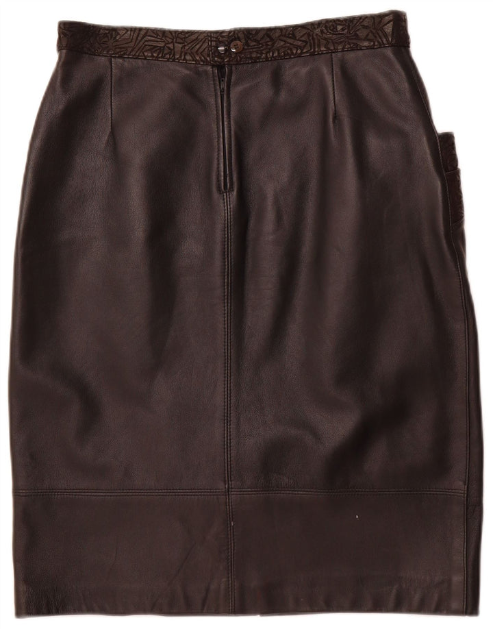 Gonna in pelle da donna VINTAGE W30 in pelle geometrica nera media