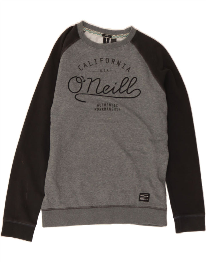 O'NEILL Mens Slim Fit Graphic Sweatshirt Jumper Medium Grey Colourblock Vintage O'Neill and Second-Hand O'Neill from Messina Hembry 