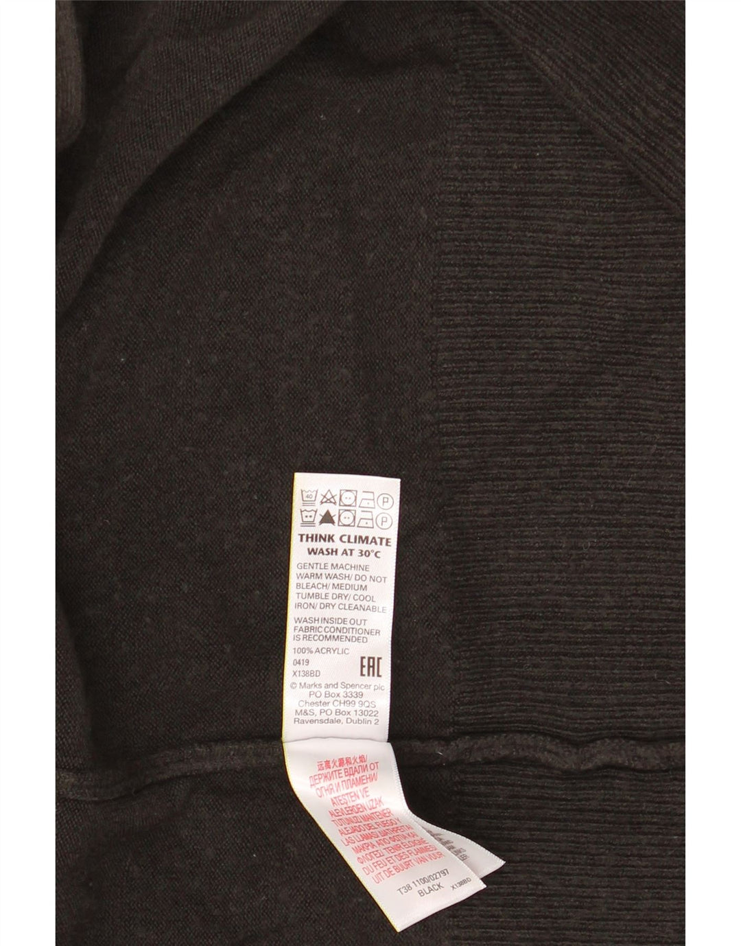 Maglione cardigan aperto da donna Marks & Spencer UK 16 grande acrilico nero