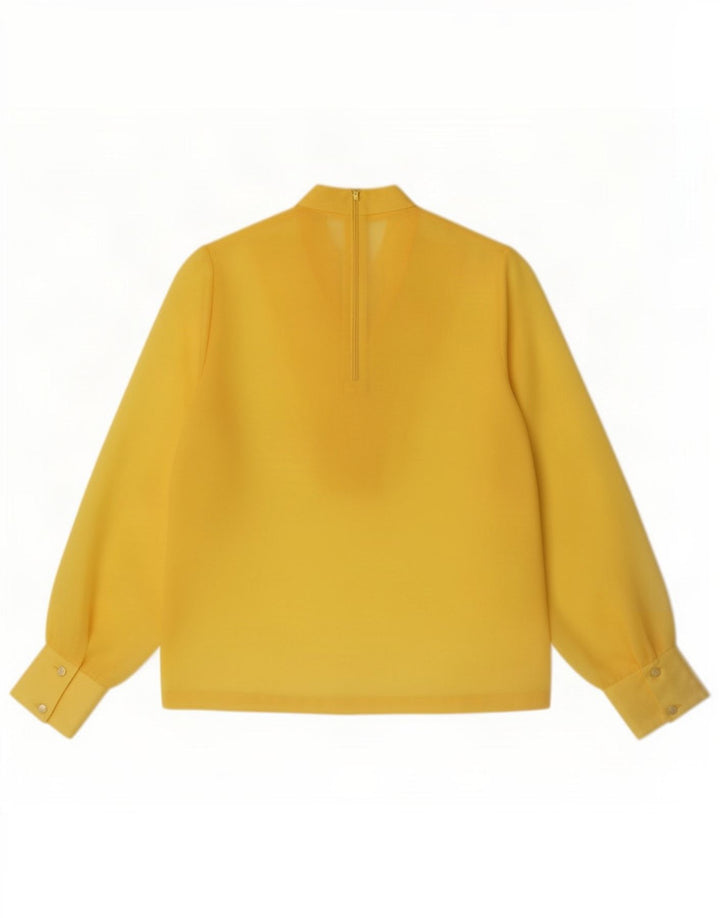 Top trasparente da donna vintage a maniche lunghe con volant sul davanti IT 42 Giallo medio