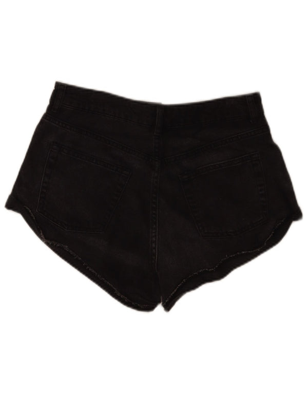 Pantaloncini di jeans da donna Topshop UK 10 piccoli W28 cotone nero