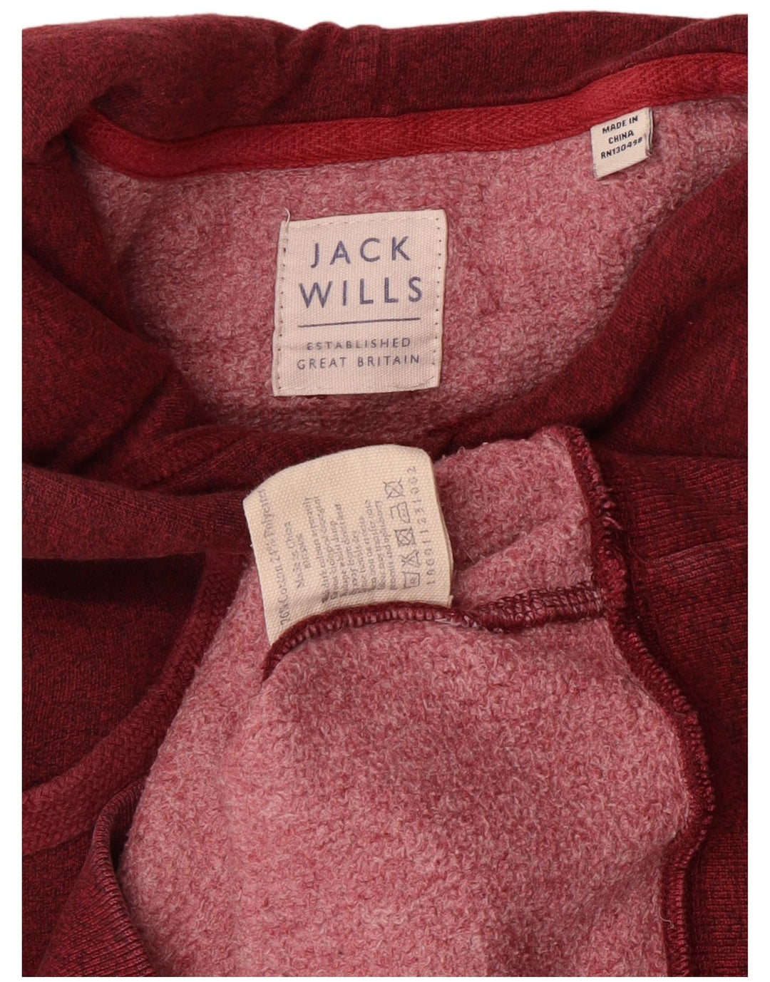 JACK WILLS Felpa con cappuccio grafica da uomo Maglione piccolo in cotone screziato bordeaux