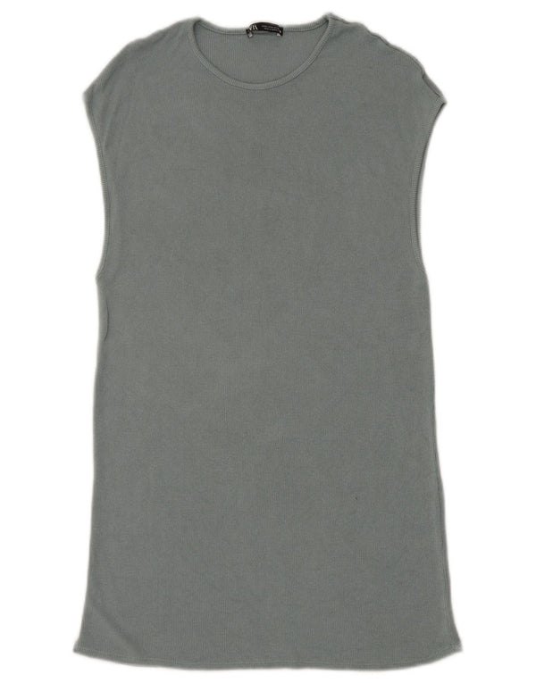 Abito T-shirt senza maniche da donna Zara UK 14 Blu medio