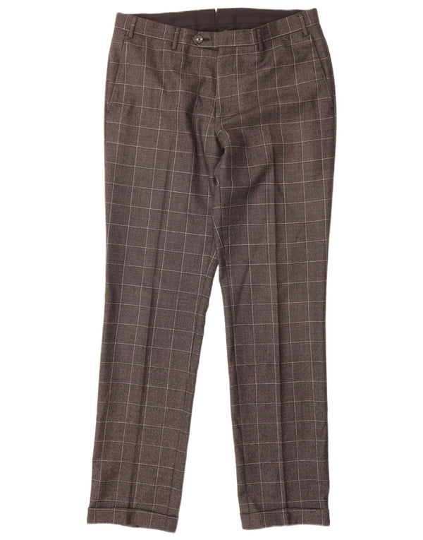 CORNELIANI Pantaloni da Abito Dritti Uomo IT 50 Large W34 L32 Grigio a Quadri