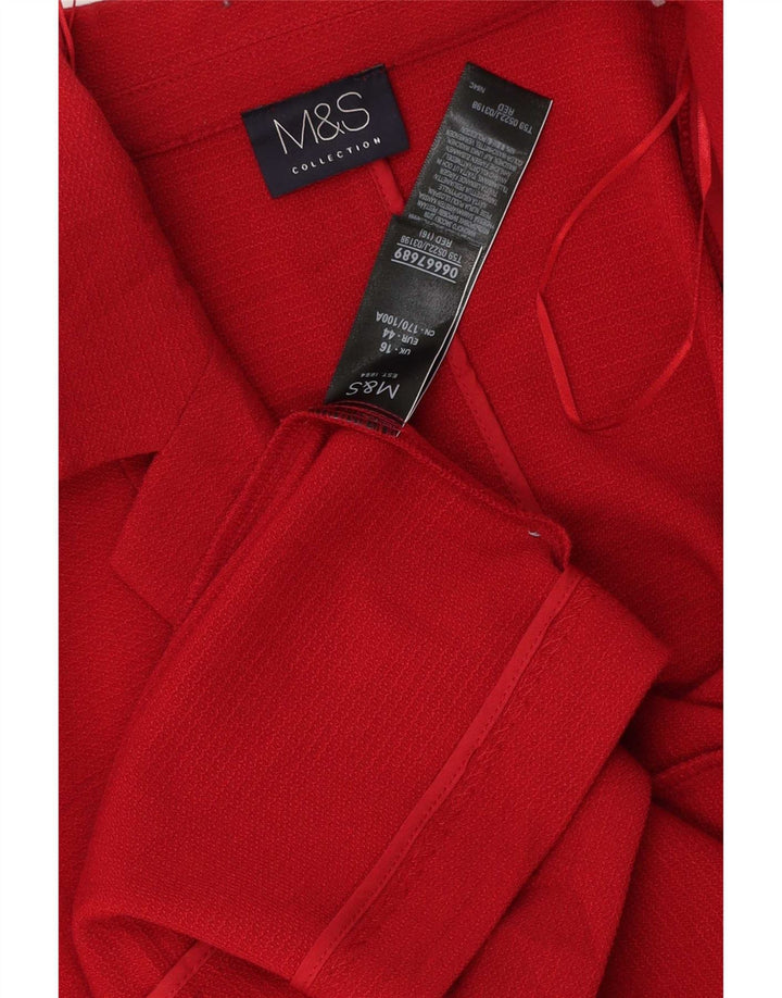Giacca blazer aperta da donna Marks & Spencer UK 16 grande poliestere rosso