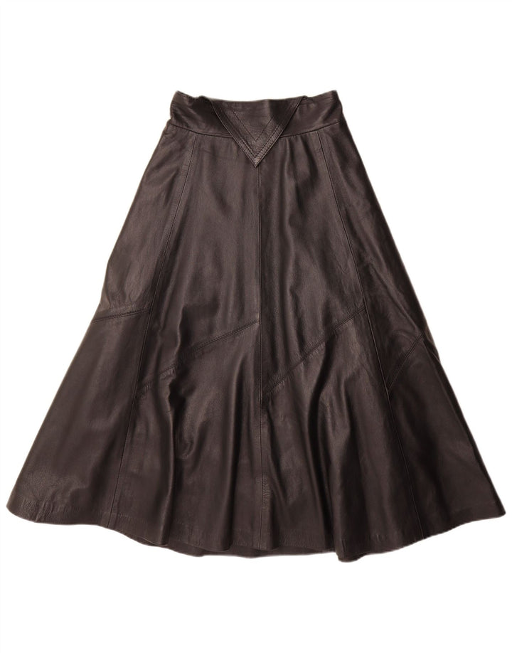 Gonna svasata in pelle vintage da donna media W28 nera