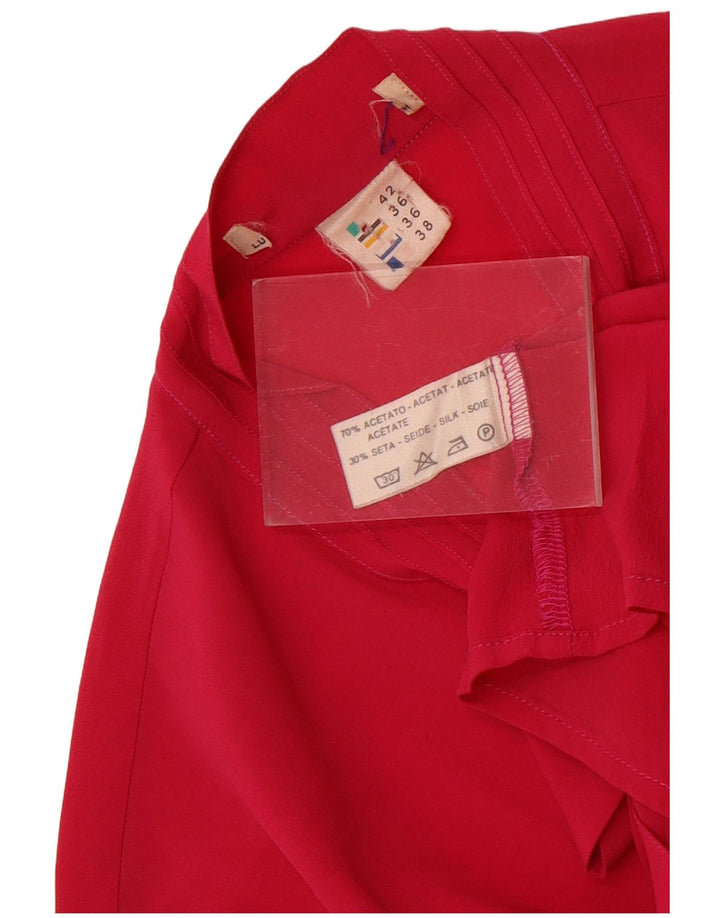 Camicetta vintage da donna con cravatta sul davanti IT 42 Acetato rosa medio