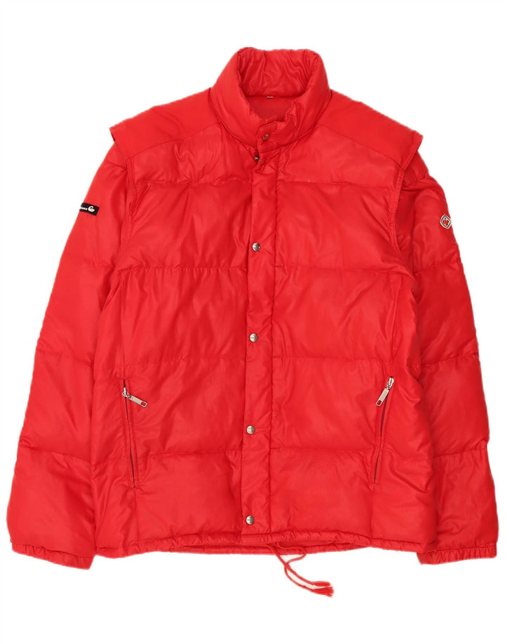 Giacca imbottita da uomo vintage UK 40 grande rossa in poliammide