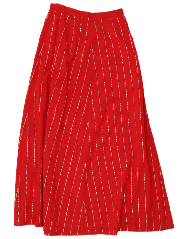 Gonna lunga da donna vintage W28 a righe rosse medie