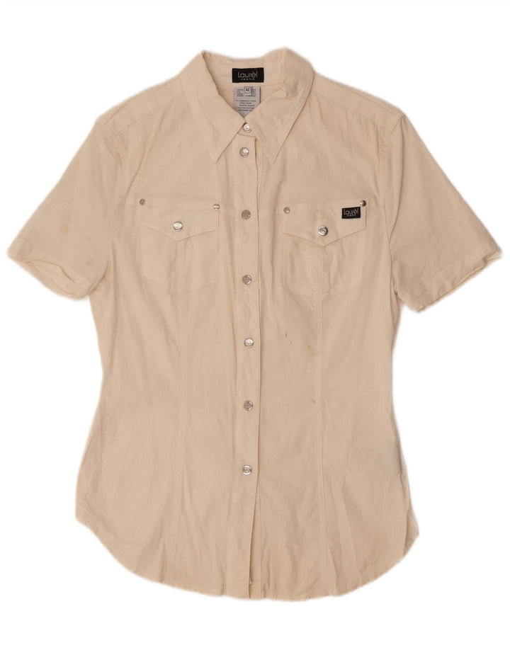 Camicia a maniche corte da donna Laurel IT 42 cotone bianco sporco medio