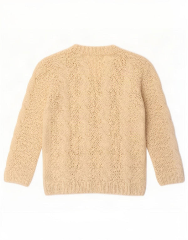 Maglione maglione vintage da donna con scollo a V UK 14 Beige medio