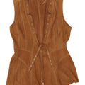 Gilet in pelle scamosciata da donna Gerry Weber UK 10 piccolo in pelle marrone