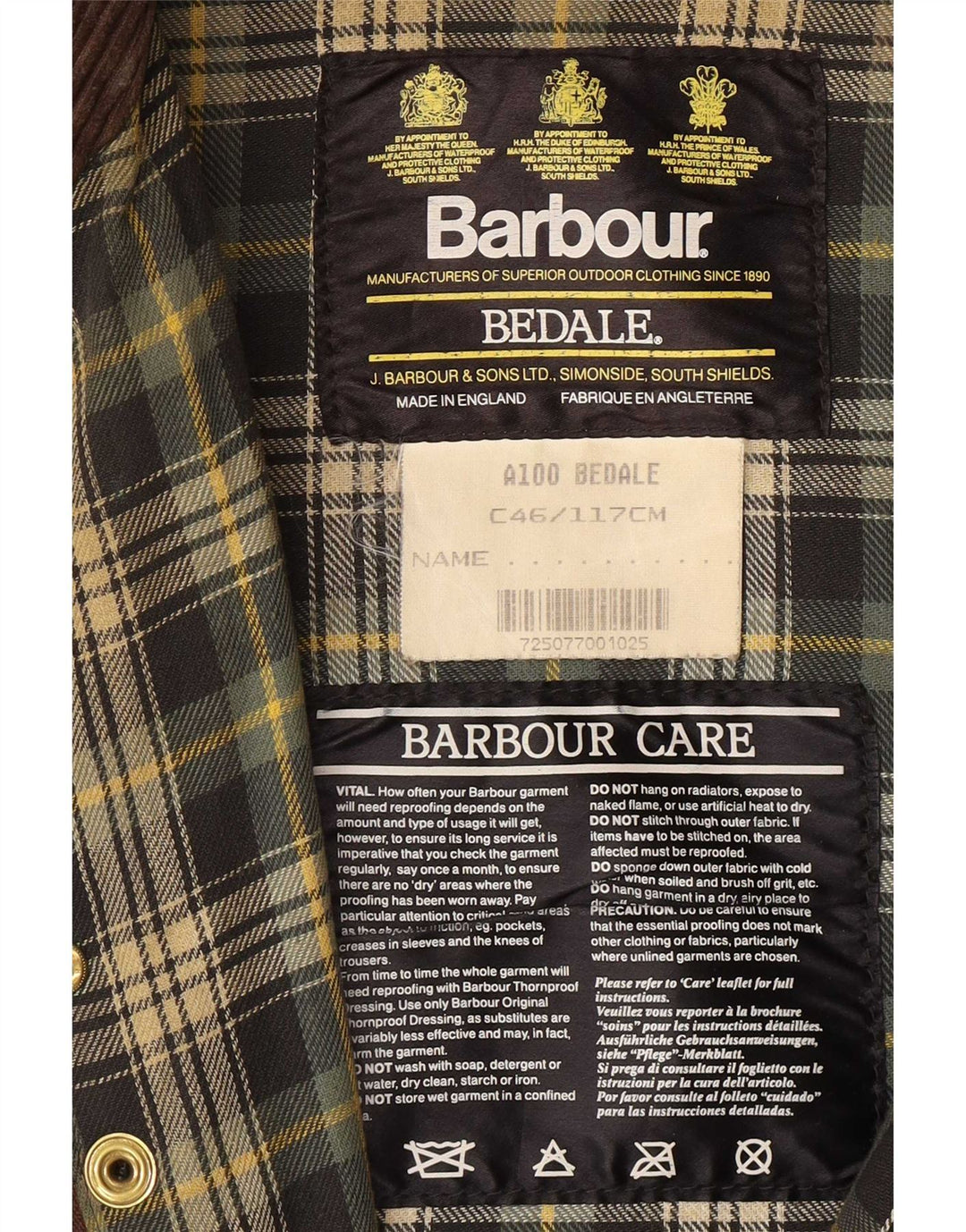 Barbour Mens Bedale Giacca in cotone cerato UK 46 XL Cachi