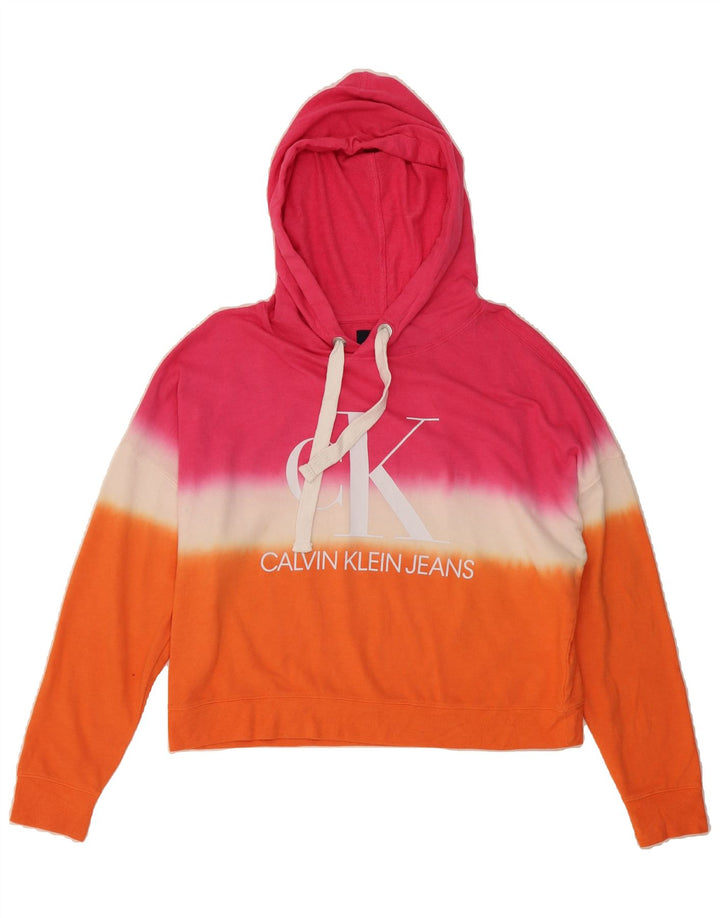 CALVIN KLEIN JEANS Womens Hoodie Jumper UK 14 Medium Multicoloured Vintage Calvin Klein Jeans and Second-Hand Calvin Klein Jeans from Messina Hembry 