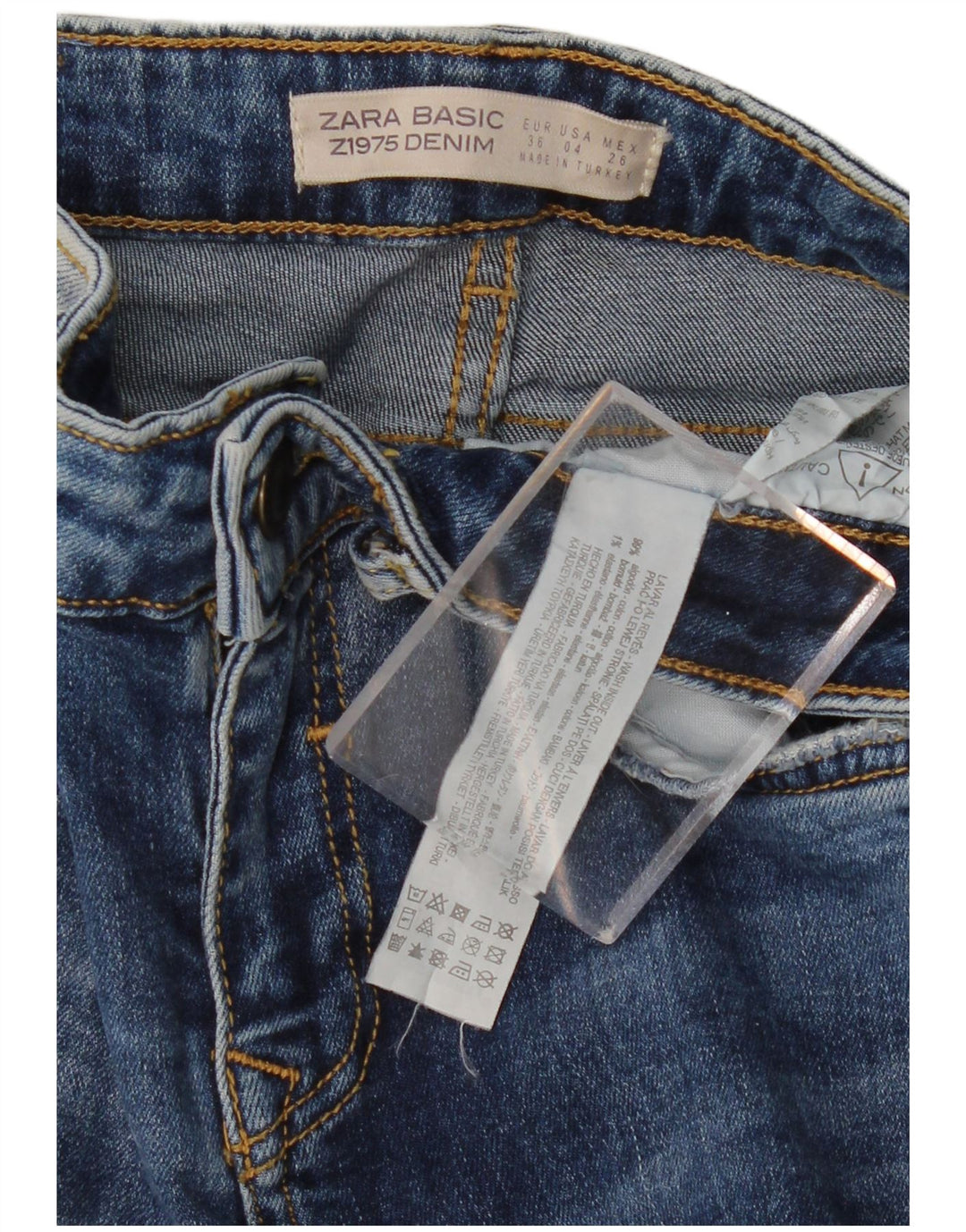 Jeans skinny effetto invecchiato ZARA da donna EU 36 XS W26 L27 cotone blu