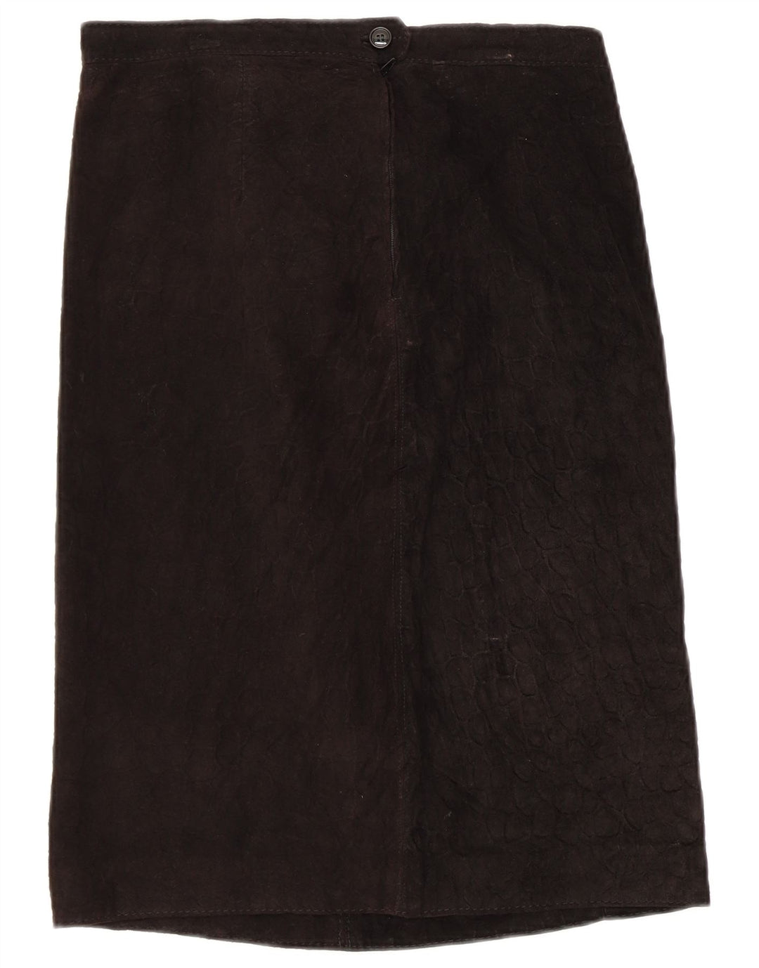 Gonna dritta vintage da donna in pelle scamosciata W32 grande nera