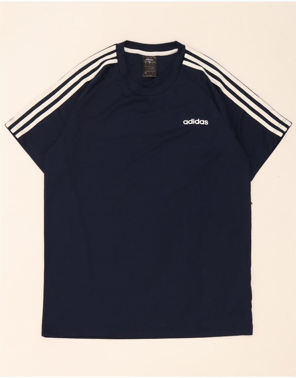 T-shirt Adidas Climalite da uomo Top medio in poliestere blu navy