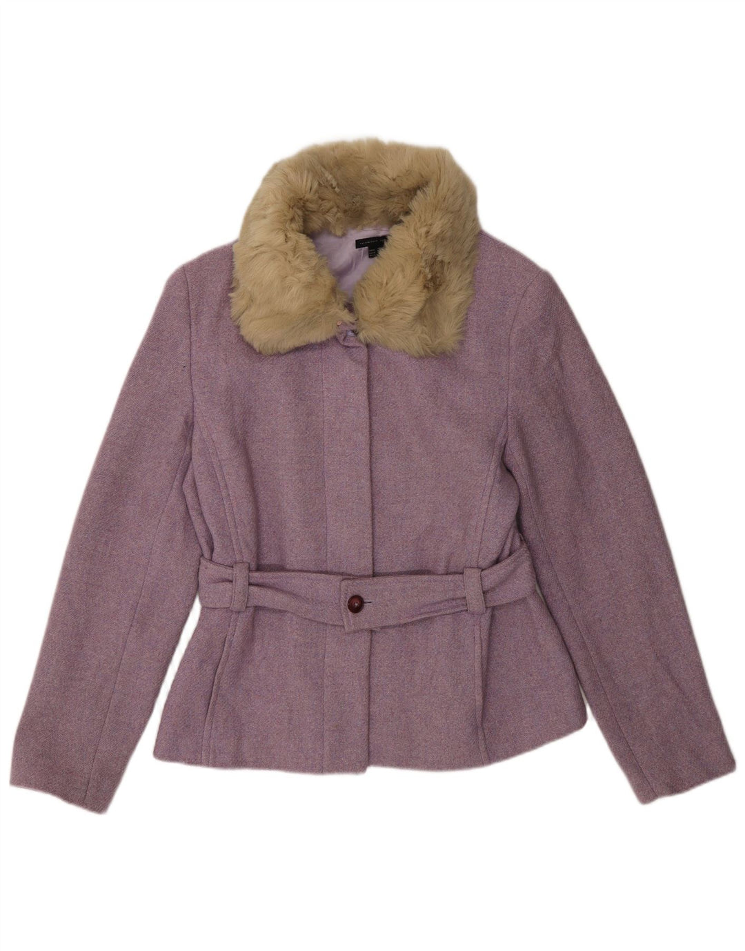 Giacca da donna in pelliccia sintetica Zara EU 42 classica in lana screziata viola medio