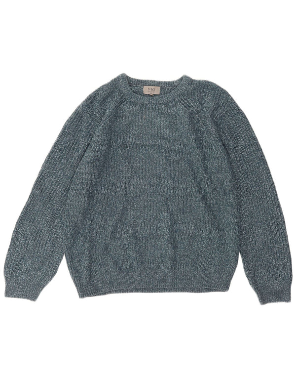 Maglione maglione con scollo a barca da uomo Marks & Spencer XL blu acrilico
