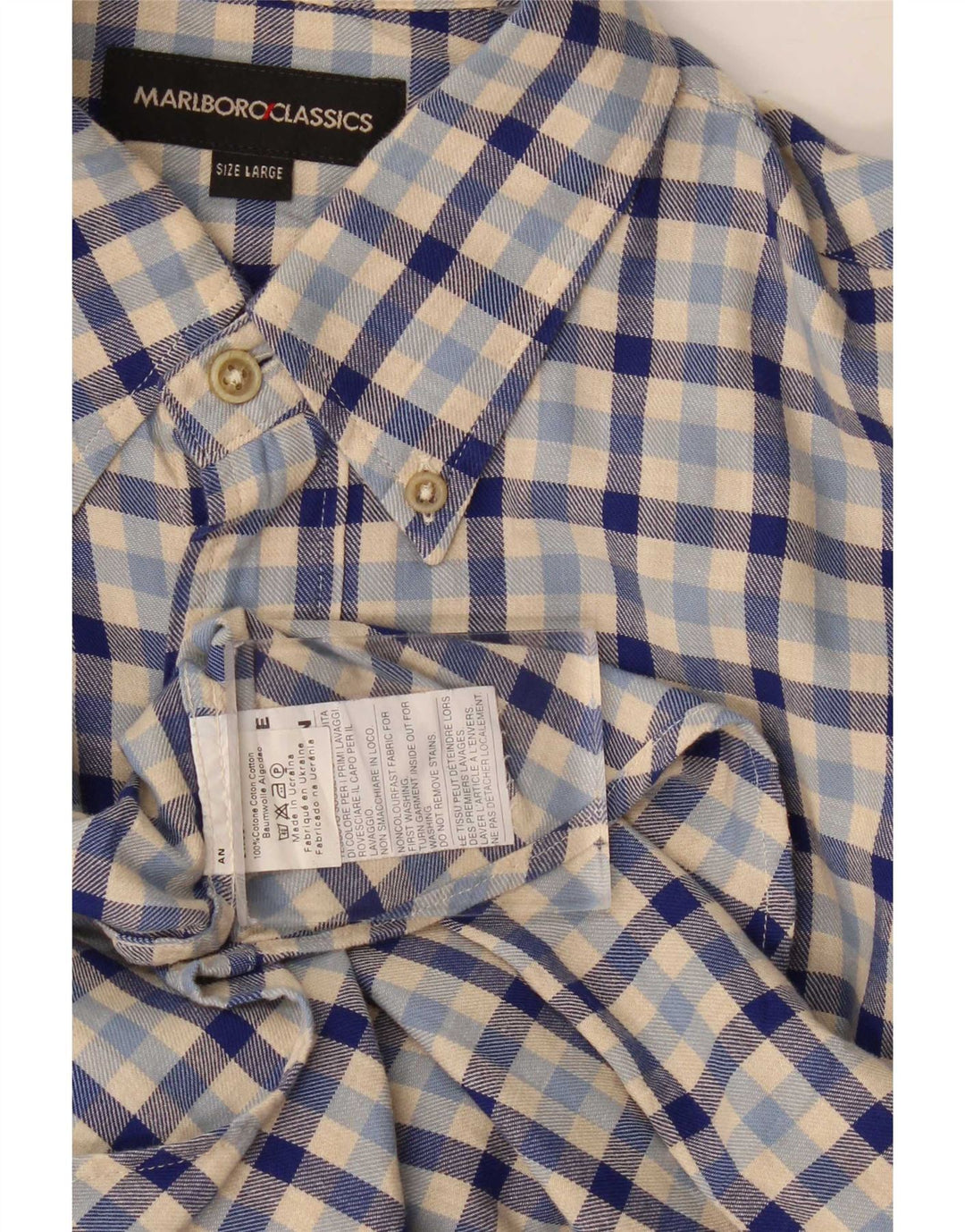 Camicia in flanella da uomo Marlboro Classics, cotone a quadretti blu grande