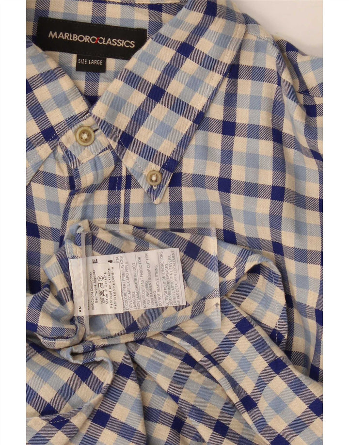 Camicia in flanella da uomo Marlboro Classics, cotone a quadretti blu grande