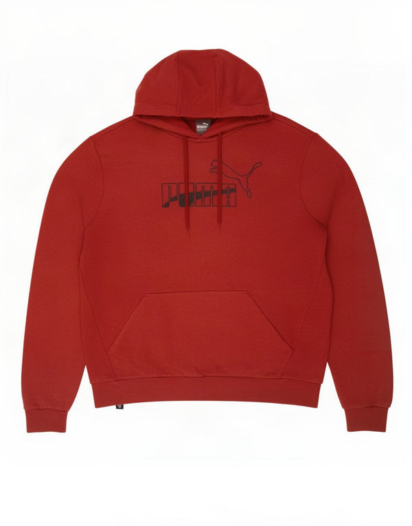 Felpa con cappuccio grafica da uomo Puma Large in cotone rosso