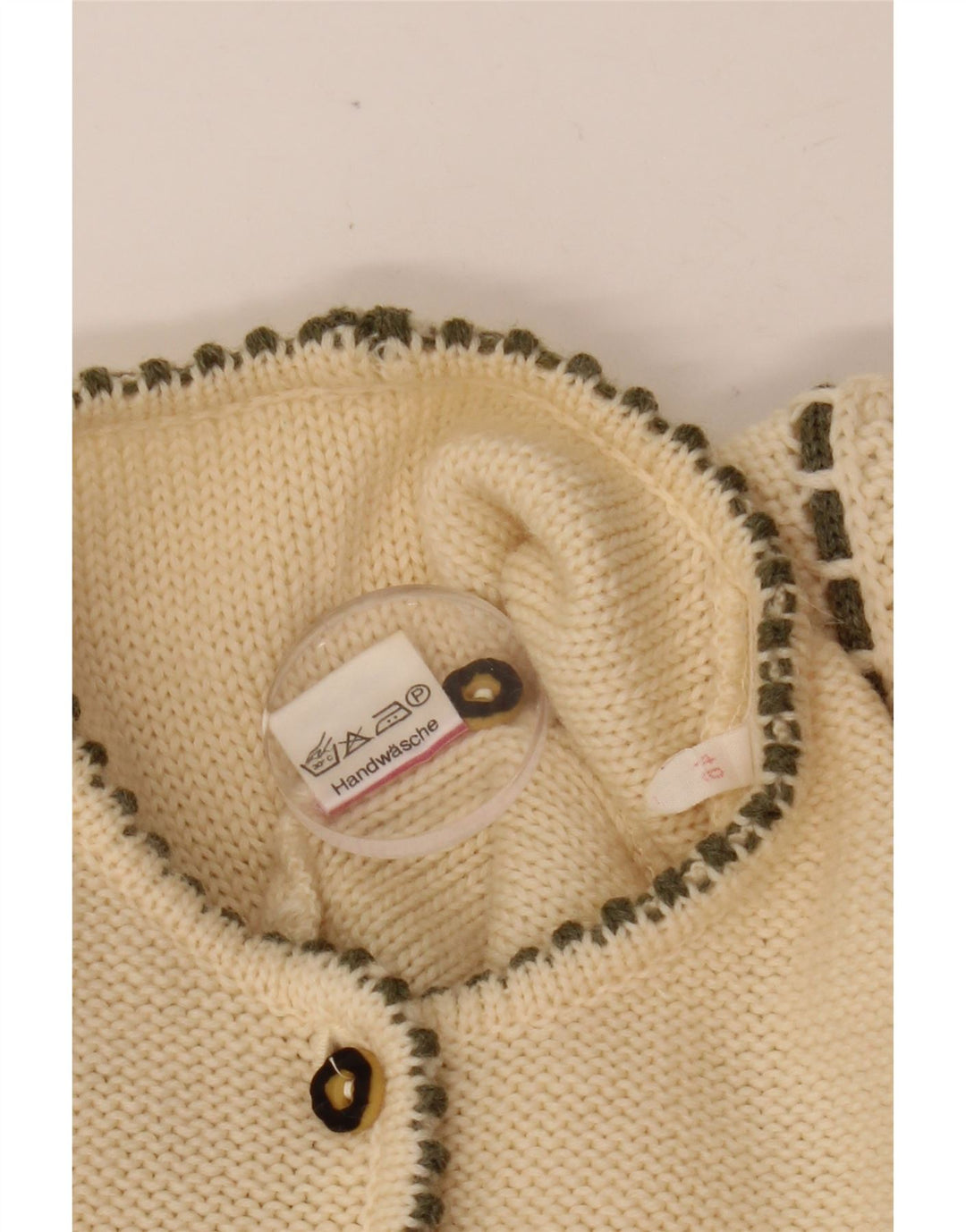 Maglione cardigan corto da donna VINTAGE EU 46 XL Lana beige