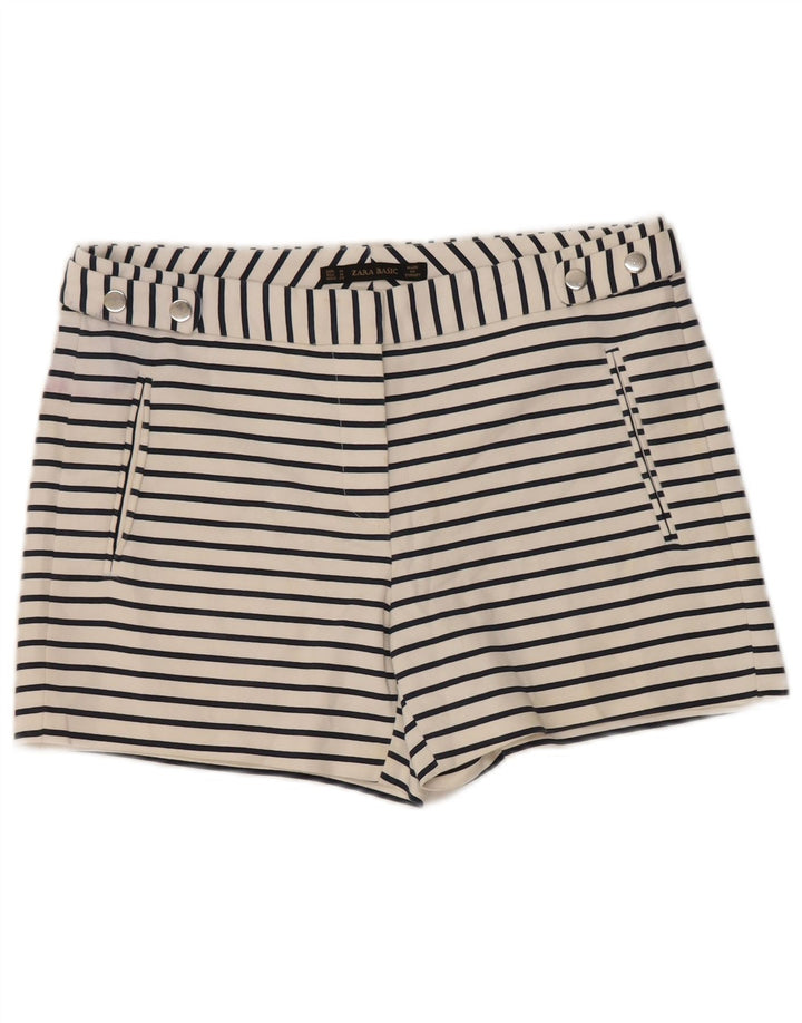 Pantaloni caldi da donna Zara medi W30 in cotone a righe bianche