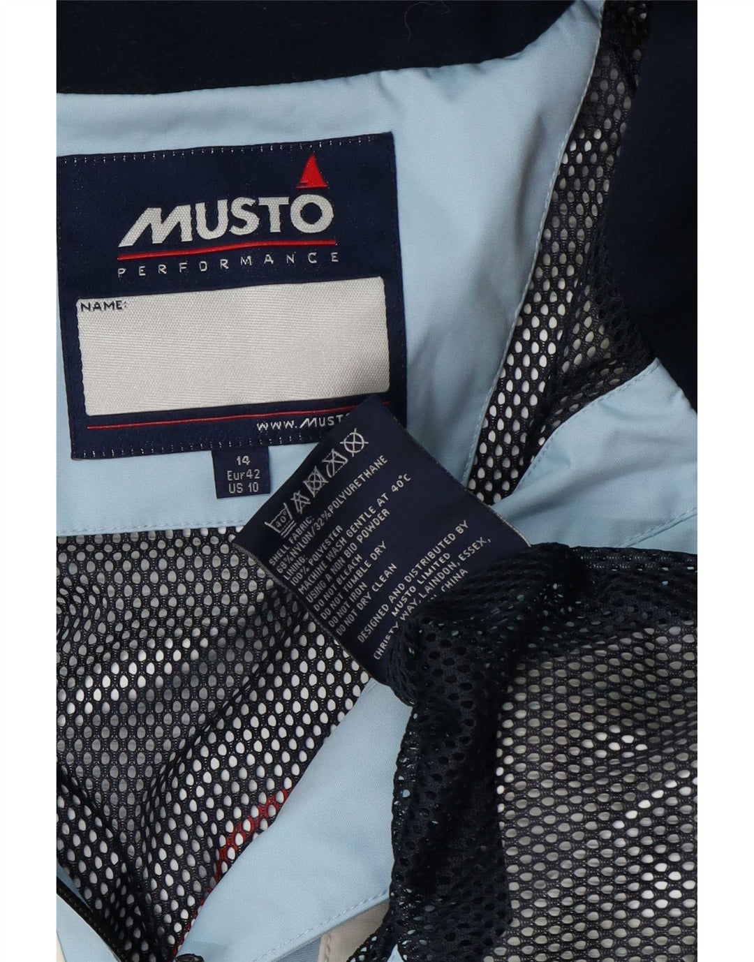 Musto Giacca antipioggia grafica da donna UK 14 Large Blu Colourblock Nylon