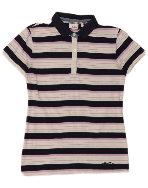 Polo Ellesse da donna a maniche corte UK 14 Large a righe multicolori