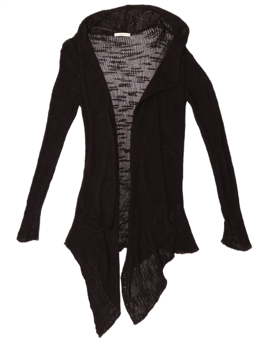 Maglione cardigan aperto trasparente da donna Zara UK 12 viscosa nera media