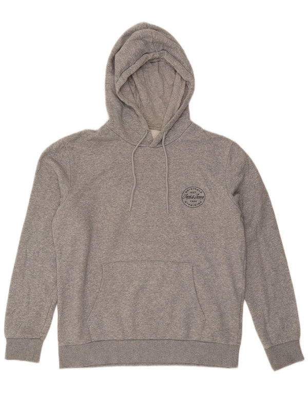 Maglione con cappuccio da uomo Jack & Jones grande in cotone grigio