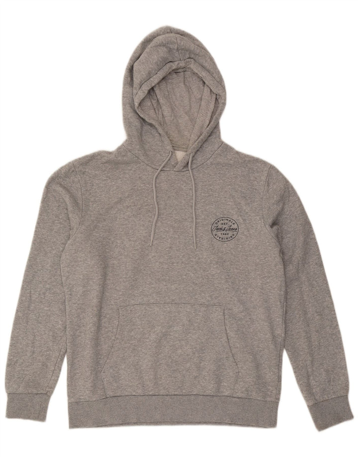 Maglione con cappuccio da uomo Jack & Jones grande in cotone grigio