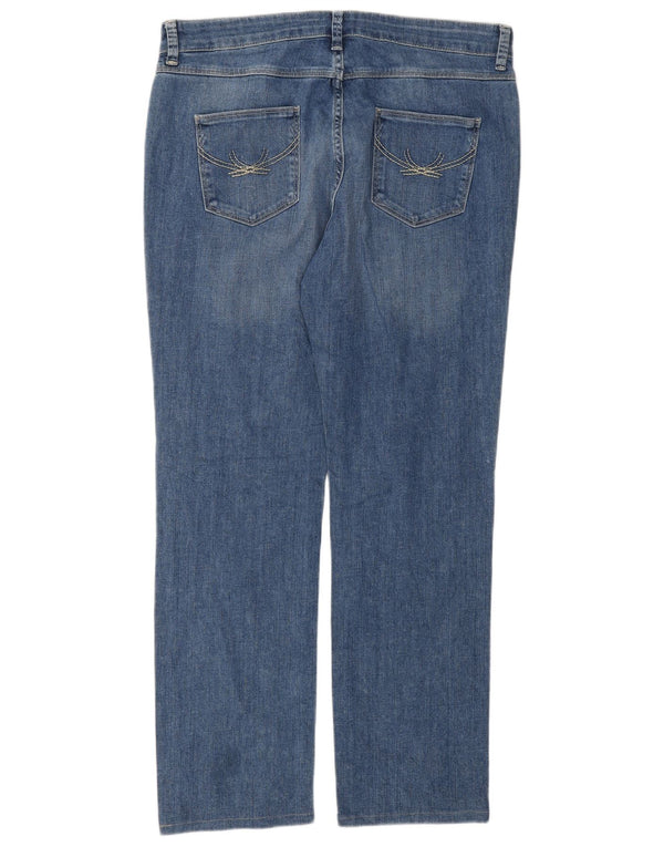Jeans dritti a vita alta da donna Marks & Spencer UK 16 Large W34 L29 Blu