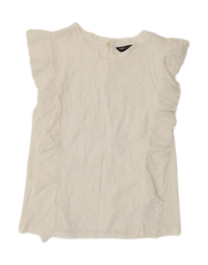 Top in camicetta da donna Marks & Spencer UK 8 piccolo bianco modal