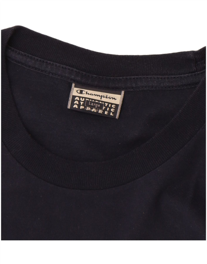 T-shirt da uomo CHAMPION Top grande in cotone blu navy