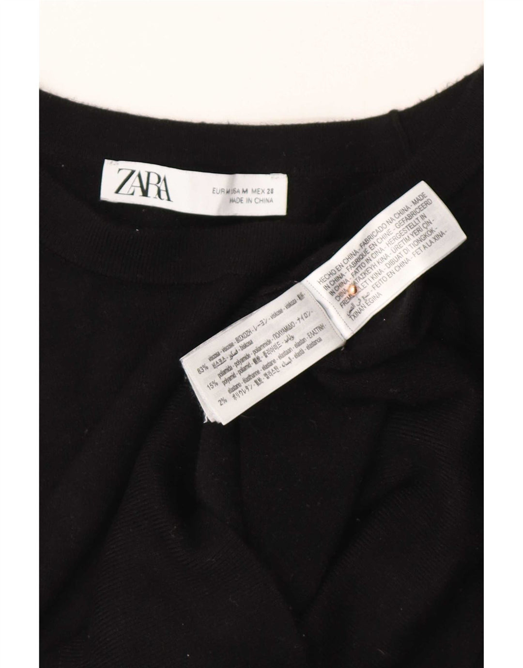 Maglione Zara da donna con scollo a barca UK 14 viscosa nera media