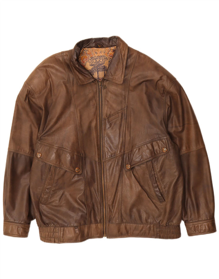 Giacca in Pelle Uomo Itallo IT 56 3XL Pelle Marrone