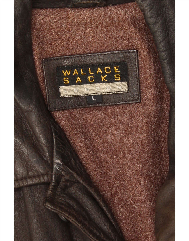 Giacca in pelle da uomo Wallace Sacks UK 40 grande in pelle marrone