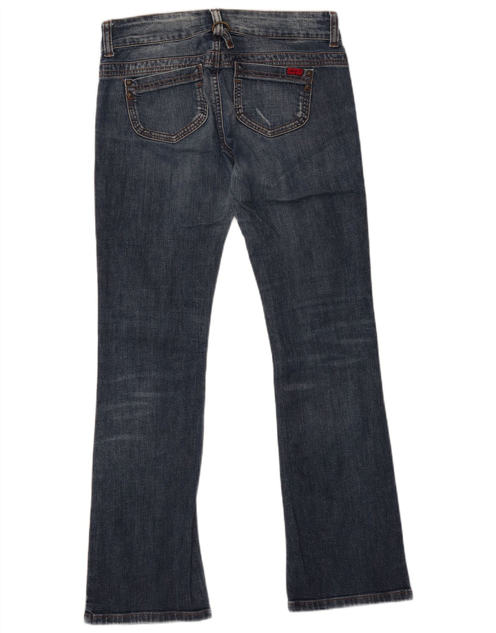 Solo jeans bootcut a vita bassa da donna UK 12 medio W34 L32 blu navy