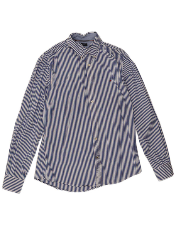 Camicia da uomo Tommy Hilfiger piccola in cotone a righe blu