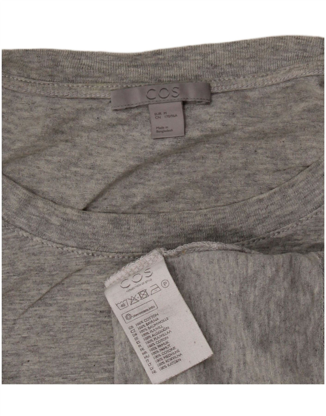 T-shirt da donna COS Top UK 14 cotone screziato grigio medio