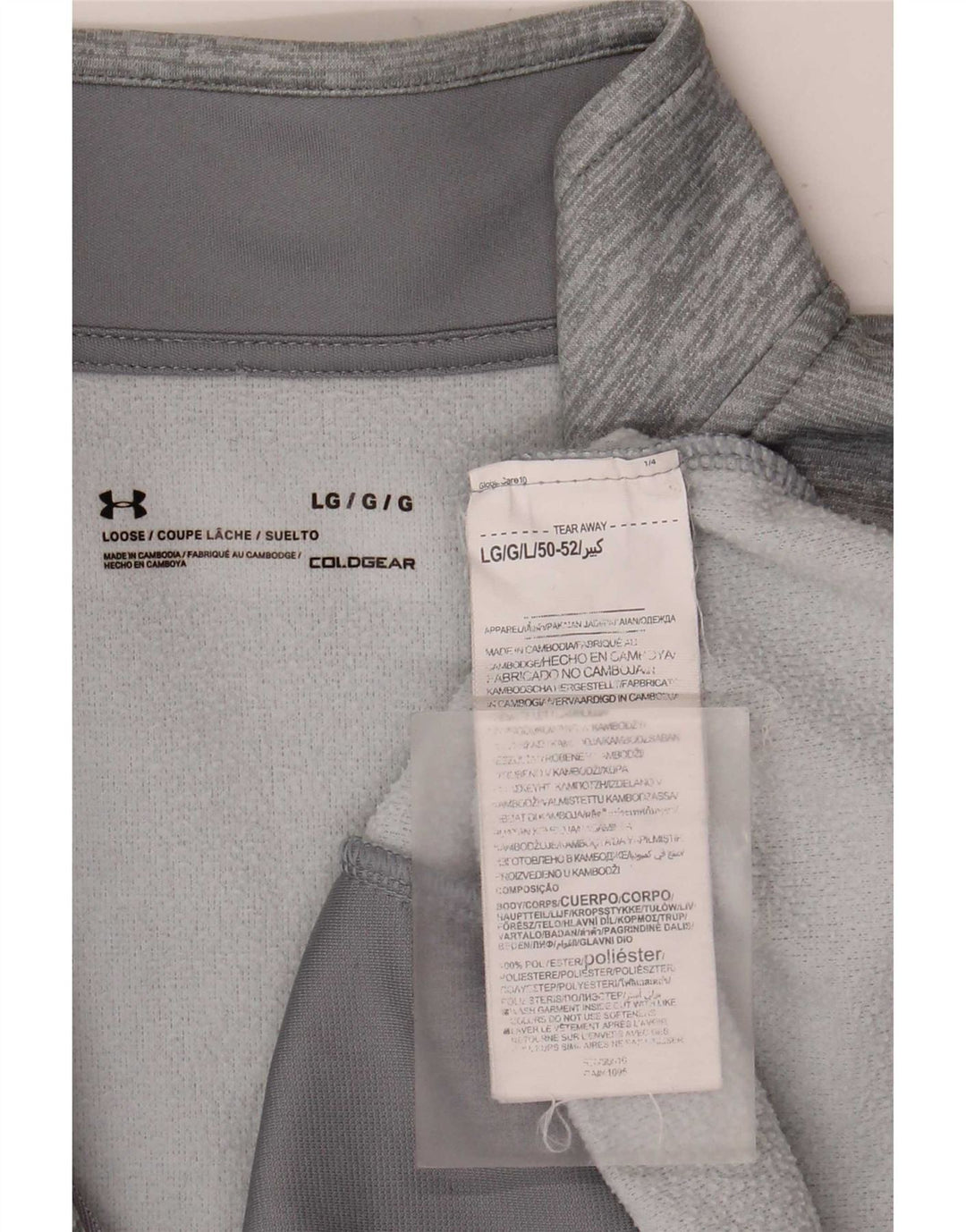 Felpa da uomo con collo con zip grafica Under Armour, maglione grande, grigio screziato