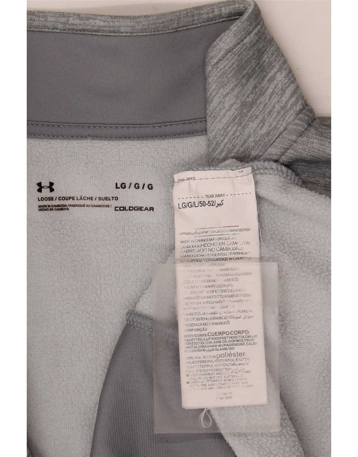 Felpa da uomo con collo con zip grafica Under Armour, maglione grande, grigio screziato