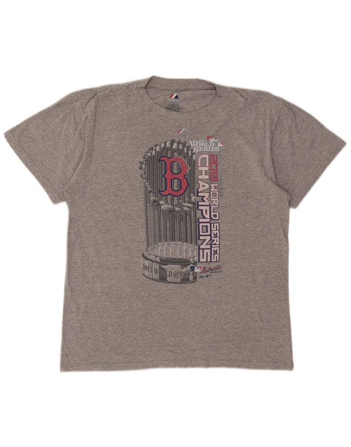 Majestic T-shirt grafica da uomo dei Boston Red Sox Top in poliestere grigio medio