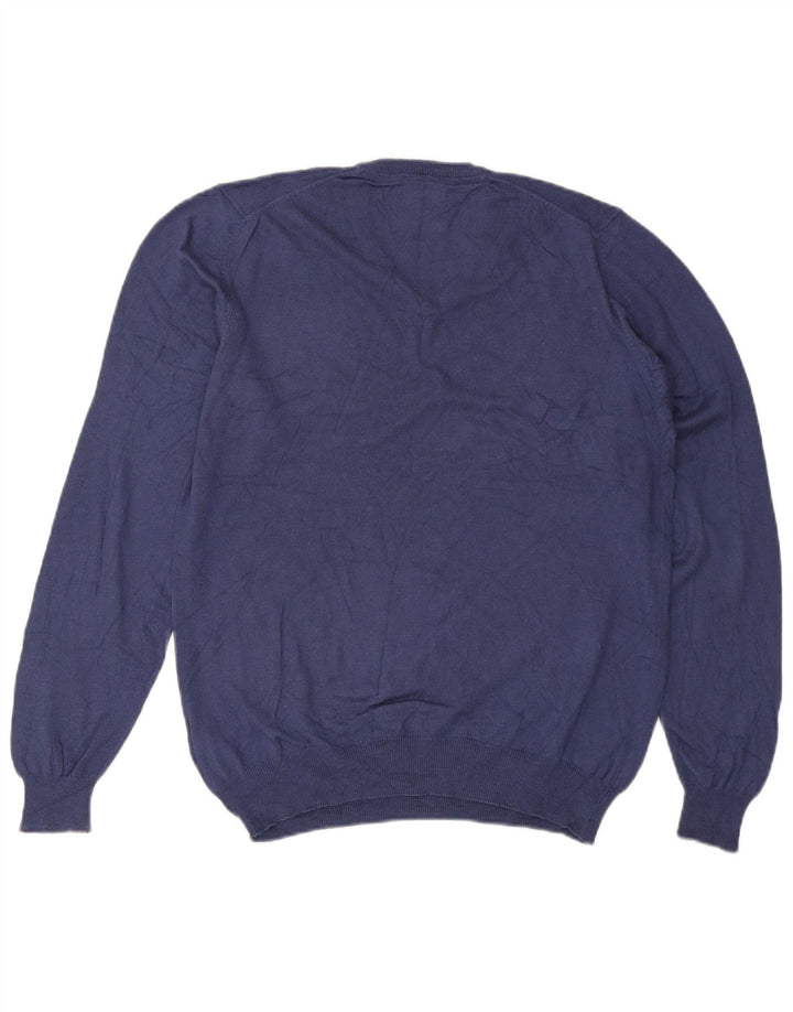 Maglione maglione con scollo a V vestibilità regolare da uomo Marks & Spencer blu navy medio