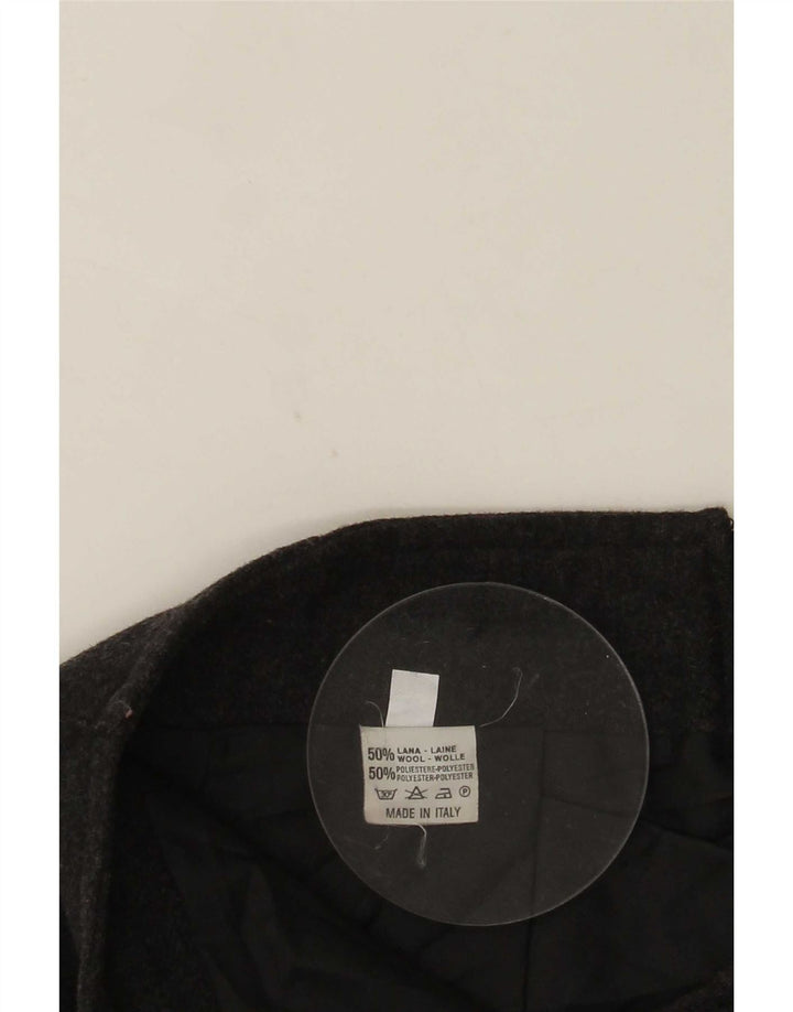 Gonna a trapezio da donna vintage IT 42 Media W25 Lana grigia