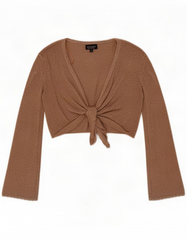 Topshop Top corto avvolgente oversize da donna UK 12 Cotone marrone medio